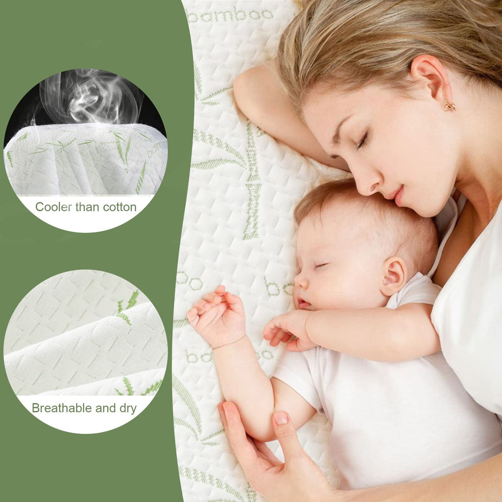 Full Size Mattress Protector Waterproof Mattress Pad Washable Bamboo Rayon Mattress Cover Breathable Noiseless Bed Protector 5"