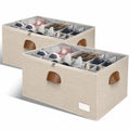 2 Pack Shoe Organizer for Closet Foldable Storage Box with Clear Cover (2 Count)