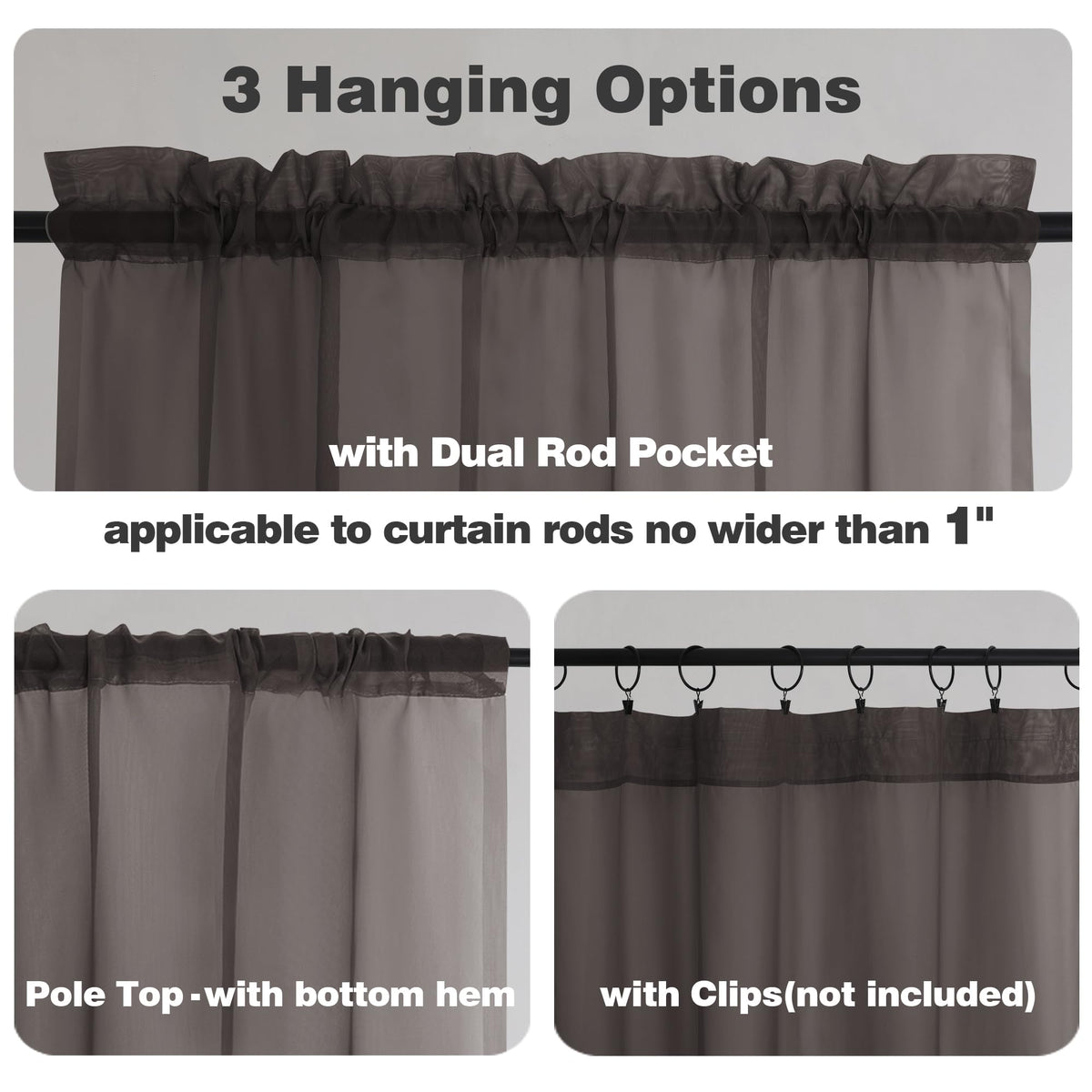 Sheer Valances for Windows 2 Pieces (2 Count)