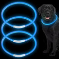Weewooday 3 Pcs Dog Collar LED USB Rechargeable Lights Dog Necklace Collars Doggy Lights for Night Walking Adjustable Safety Lamp Pet Collars for Large Medium Small Puppy Pet(Blue,Classic Style)