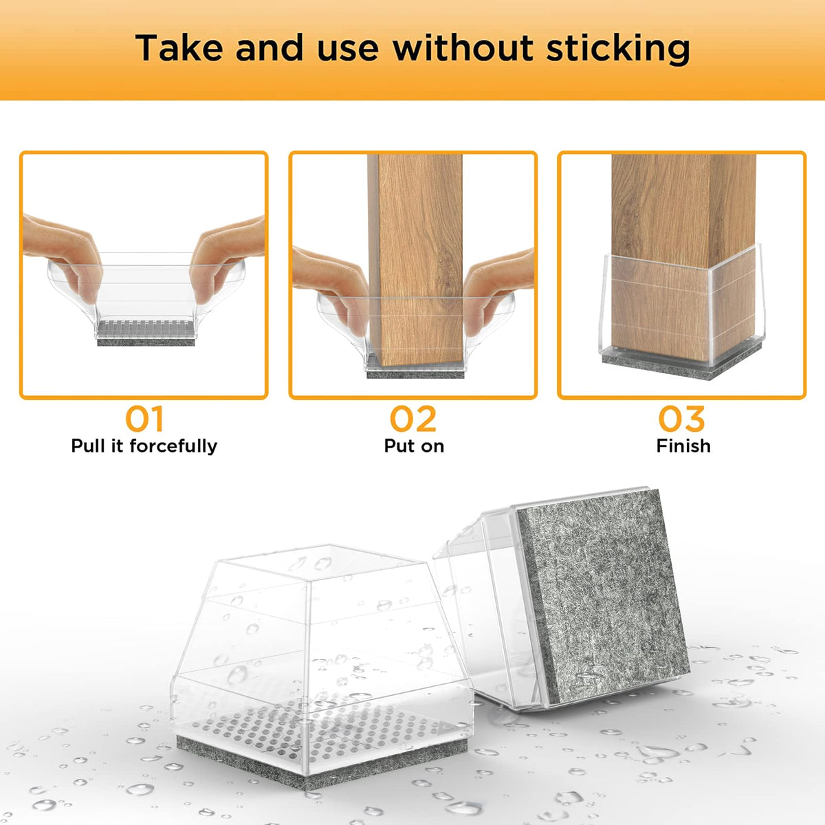 Clear Square Chair Leg Protectors for Hardwood Floors (24 Count)