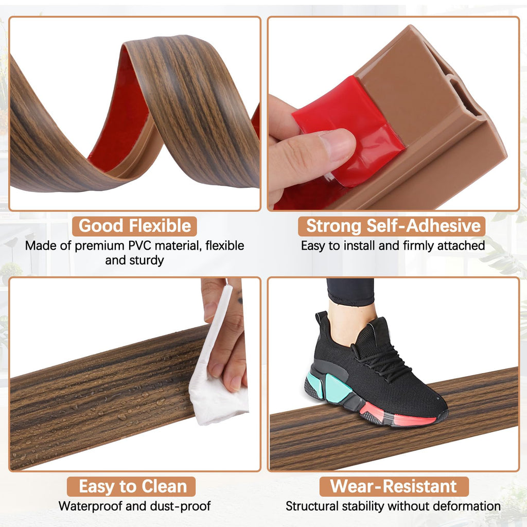 Vinyl Door Threshold Flooring Transition Strip Self Adhesive Carpet Edging Strip for Laminate Doorway Edge Threshold from 2 (10 Foot)