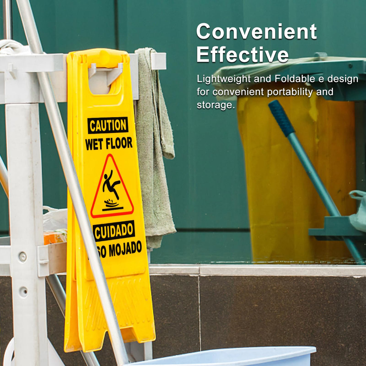 6 Pack 24 IN Caution Wet Floor Sign Bilingual Foldable Safety Sign (6 Count)