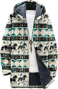 Men's Hooded Sweater Coat Knit Fleece Lined Long Cardigan Jacket with Zip Front Pocket Vintage Casual Zip Up