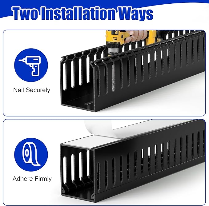ZhiYo 66in(4X L16.5in) Professional Server Rack Cable Management Raceway, H2in x W2in Cable Raceway Kit, Electrically Safe PVC Open Slot Wire Raceway for Under Desk/Computer/Network Cords, Grey