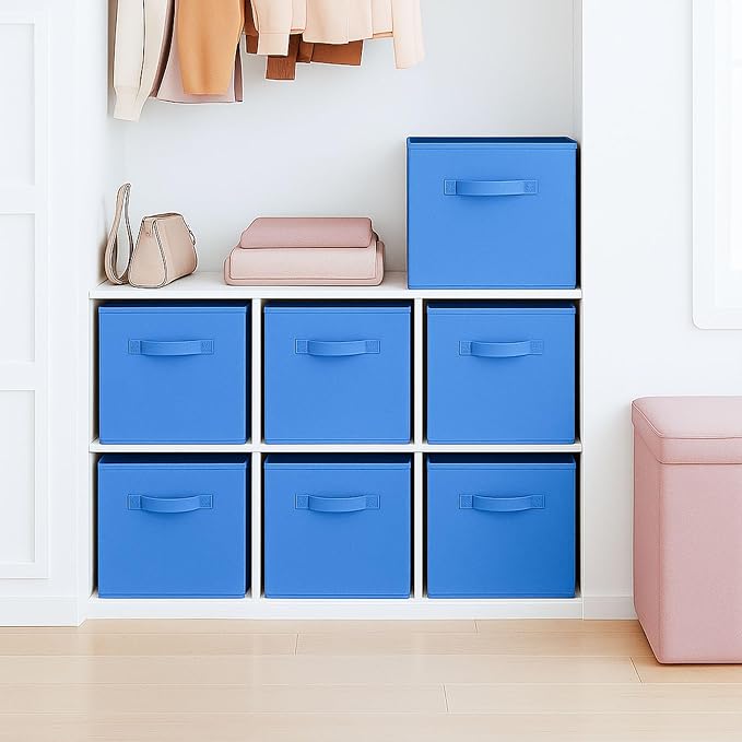ShellKingdom Storage Bins, Foldable Fabric Storage Cubes And Cloth Storage Organizer Drawer For Closet And Toys, 6 Pack (Royal Blue)