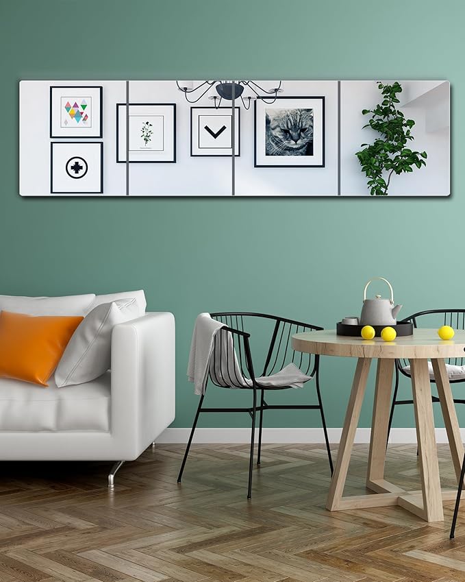 Shatterproof Full Length Mirror Tiles for Wall,Body Mirror for Kids,4Pcs 13.5"x13.5",Frameless Plexiglass Acrylic Plastic,Unbreakable Acrylic Non Glass Self Adhesive Wall Mounted for Home,Bathroom