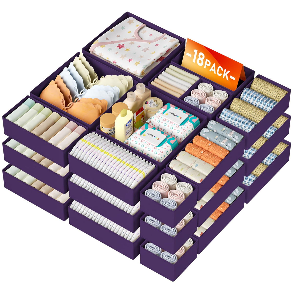 Drawer Organizer Clothes Storage (18 Count)