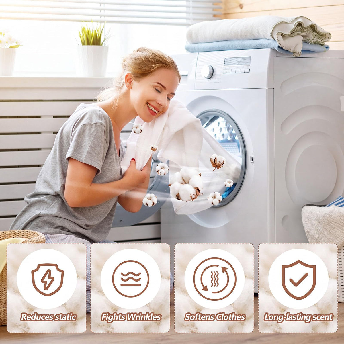600 Count Dryer Sheets Bulk Fabric Softener Fresh Cotton Scent Dryer Sheets Naturally Softens and Removes Static Cling
