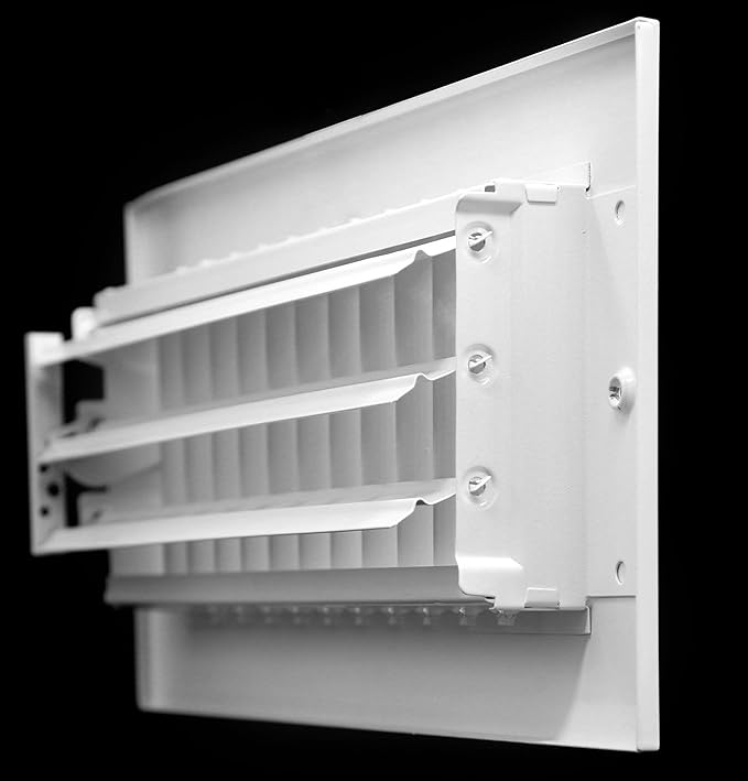 24" X 20" Adjustable AIR Supply Diffuser - HVAC Vent Cover Sidewall or Ceiling - Grille Register - High Airflow - White [Outer Dimensions: 25.75"w X 21.75"h]