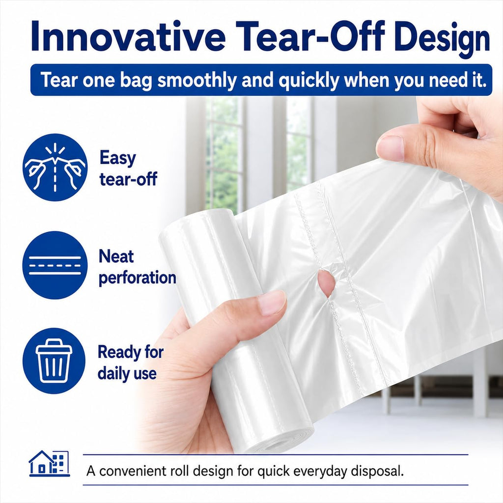 Small Clear Trash Bags 2 Gallon 120 Count Bathroom Garbage Bags