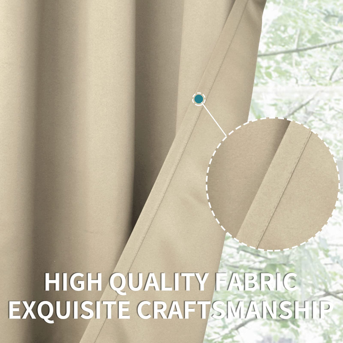 Beige Blackout Curtains 45 Inches Long 2 Panels for Bedroom