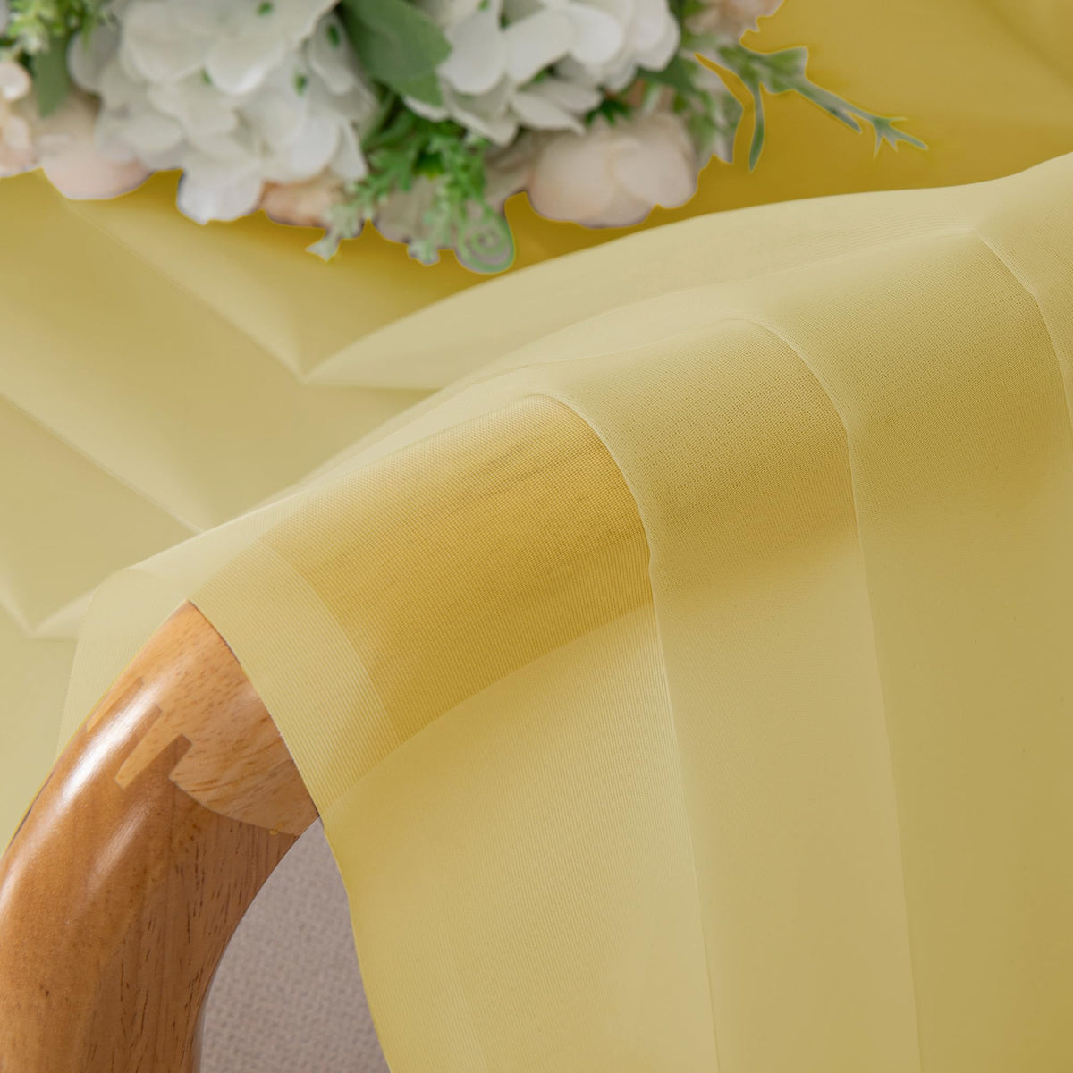 Mustard Yellow Sheer Curtains 54 Inches Long (2 Count)