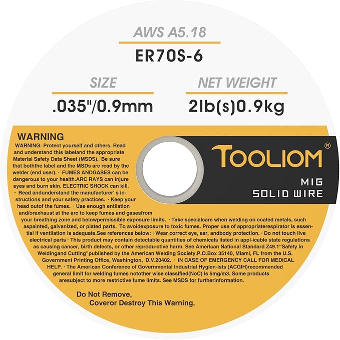 TOOLIOM ER70S-6 .035"(0.9 mm) Mild Steel MIG Solid Welding Wire on 2-Pound Spool Compatible with TL-200M Pro and TL-250M Pro
