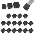 16 Pcs 1" x 1" Black Square Rubber Chair Leg Caps (16 Count)