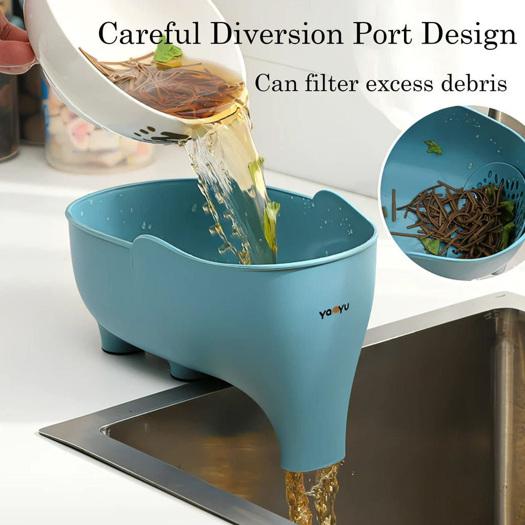 4PCS Vegetables Washing Basket Elephant Drainage Basket Fruit Strainer for Draining Pasta Noodles Kitchen PP Material 22x14x10cm