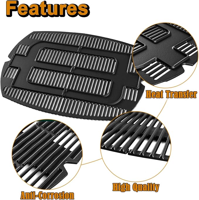 Q3200 Grill Grates Replacement Parts for Weber Q300 Q 3200 Q3000 Q320 Q 300 Q 320 Q 3000 Grill Parts Cast Iron Cooking Grates 57060001 586002 404341 426001 7646 Cooking Grids Accessories 2 Pcs