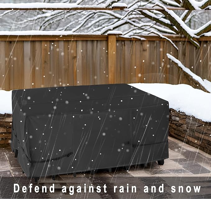 NettyPro Patio Table Cover Rectangular 78 x 52 Inch, Waterproof Outdoor Furniture Set Covers for Dining Table and Chair Rectangle, Black
