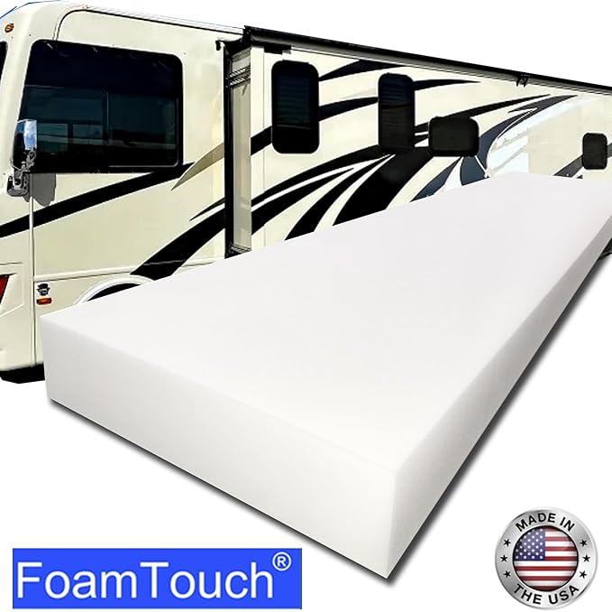 FoamTouch 4" Height x 36" Width x 84" Length Camper/RV bunk Mattress (Foam Only) White -No Cover