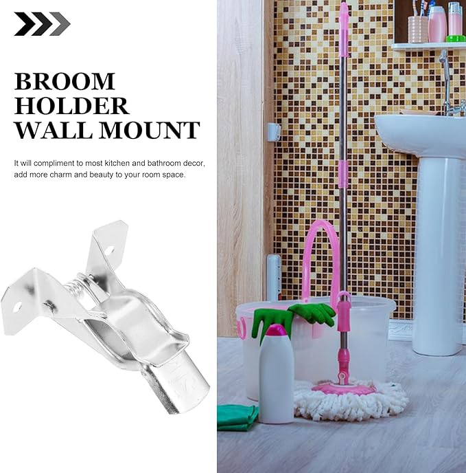10pcs Broom and Mop Holder Wall Mount Iron Utility Hooks for Household Cleaning Tool Organization Storage