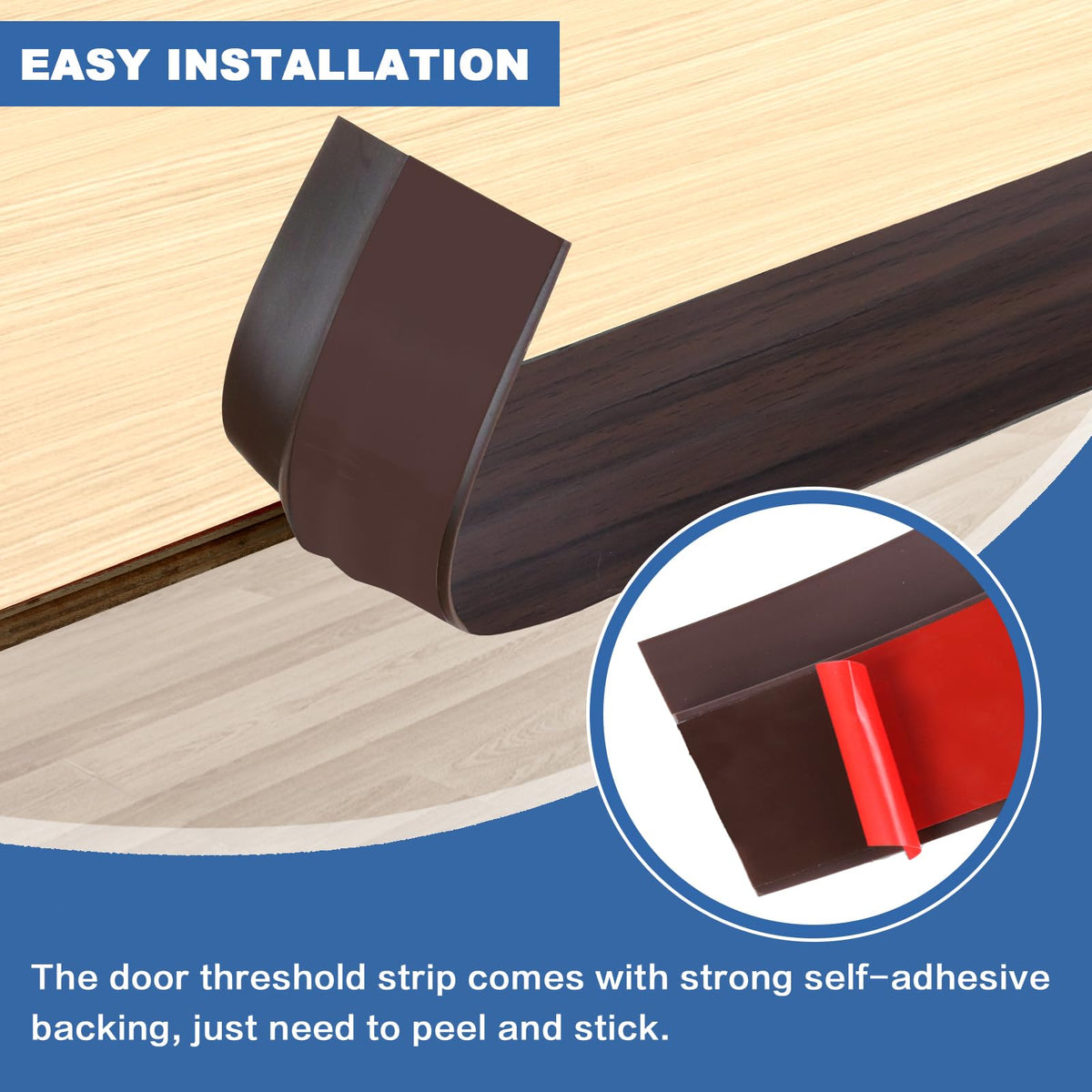 Vinyl Floor Transition Strip Self Adhesive Door Threshold Strip (6.6 Foot)