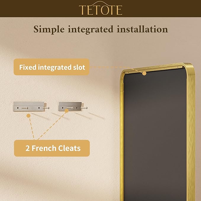 TETOTE 72 x 36 Inch Gold Framed Mirror Vanity Mirrors for Wall Decor Brushed Gold Bathroom Mirrors, Tempered Glass, Modern Farmhouse Wall Mounted Mirror for Decorative(Horizontal/Vertical)