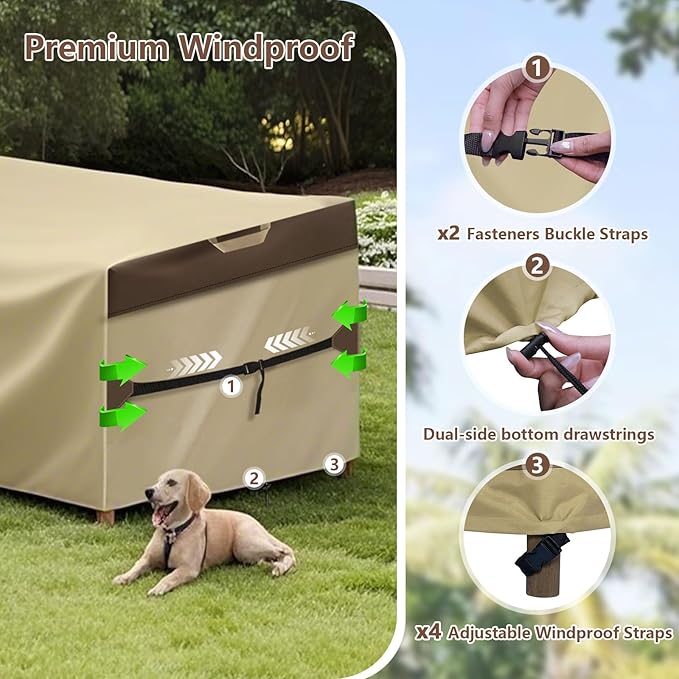 Outdoor Patio Furniture Cover - Heavy Duty Waterproof 600D Tough Canvas Protector for Square Table Cover, All-Season Dining Table and Chair Cover (86L x 86W x 28H Inch)