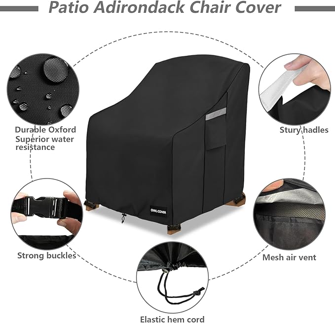 Outdoor Chair Covers 30"W x 34"D x 36"H,600D Heavy Duty Waterproof Patio Chair Cover,Outdoor Furniture Covers for Lawn/Garden Chiar,Black