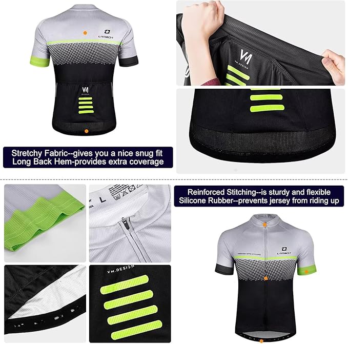 LAMEDA Men's Cycling Jersey Breathable Lightweight Bike Jersey Short Sleeve Quick Dry Moisture Wicking Biking Shirts