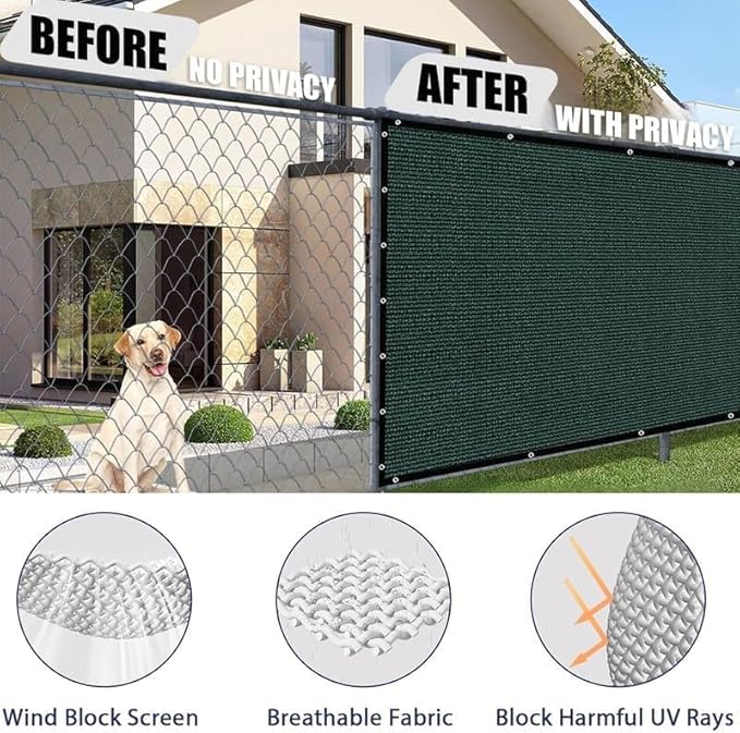 Petgrow Fence Privacy Screen 4FT X 80FT– Heavy Duty (HDPE) Outdoor Shade Mesh Cloth, 90% Blockage Fencing Shade Net Cover for Garden, Backyard, Balcony & Swimming – UV Protection, Windproof