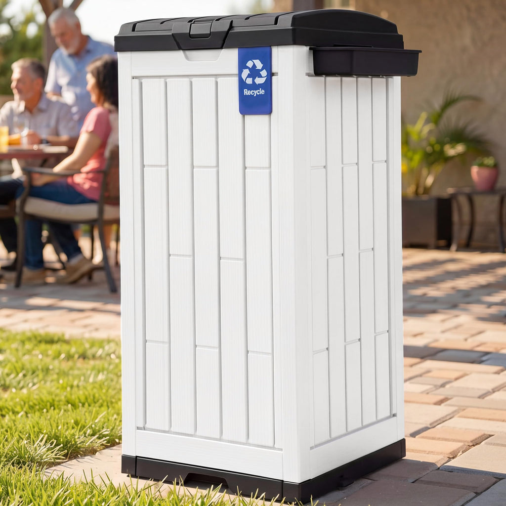 38 Gallon Resin Outdoor Trash Can Set of 2