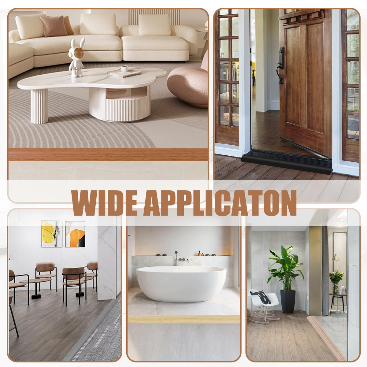 Floor Transition Strip Door Threshold 78" Floor Transition Reducer Trim on The Edges Threshold Strip Self Adhesive Suitable for Doorways