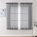 Charcoal Grey Sheer Curtains 63 Inches Long 2 Panels (2 Count)