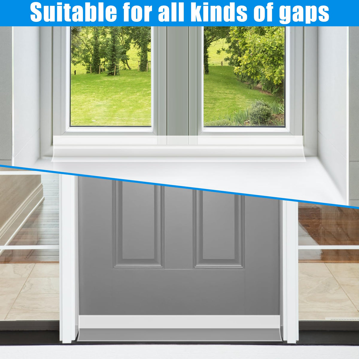 Draft Seal Tape for Doors and Windows 1 in x 40 Ft Silicone Weather Stripping Extra Thick 2mm Door Seal Strip with Strong Adhesive Draft Insulation Stopper Side Seal (40 Foot)