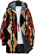 Men's Hooded Sweater Coat Knit Fleece Lined Long Cardigan Jacket with Zip Front Pocket Vintage Casual Zip Up