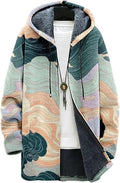 Men's Hooded Sweater Coat Knit Fleece Lined Long Cardigan Jacket with Zip Front Pocket Vintage Casual Zip Up