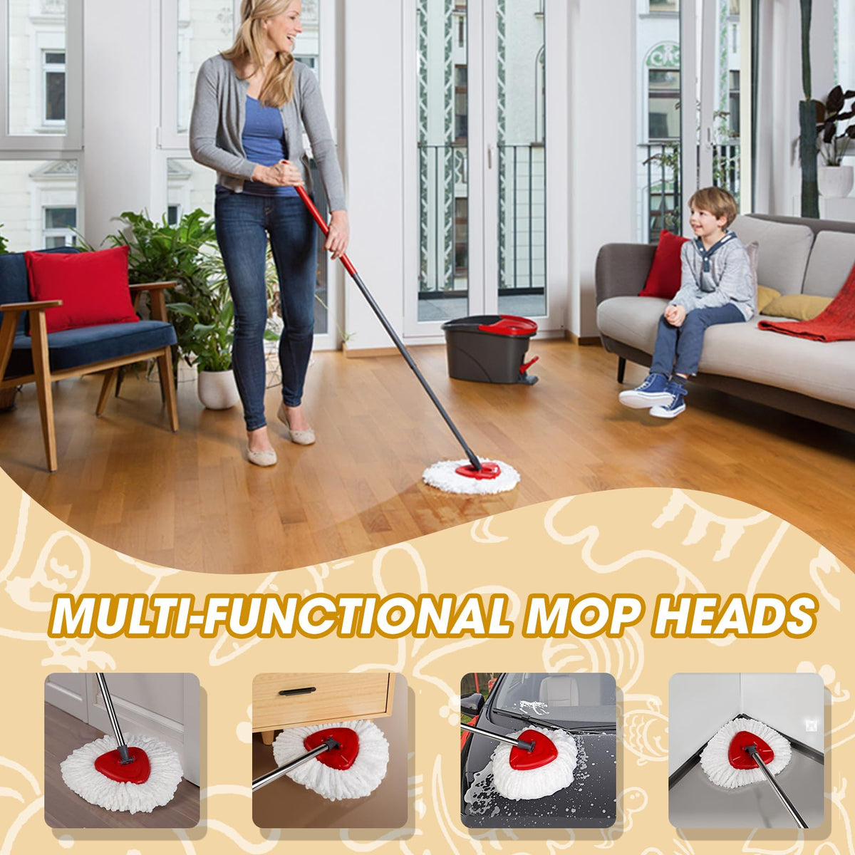 10 Pack Spin Mop Replacement Heads (10 Count)