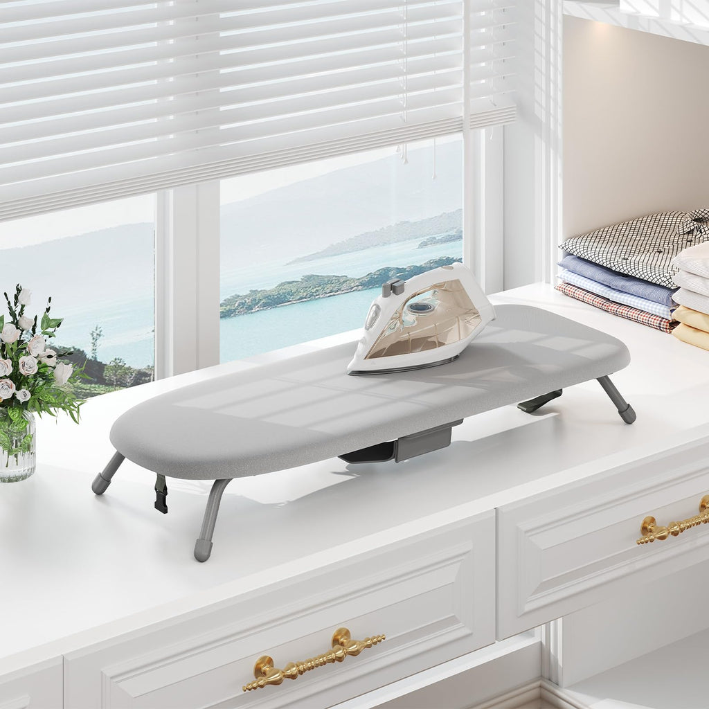 Small Ironing Board with Iron Holder Compact Tabletop Iron Board
