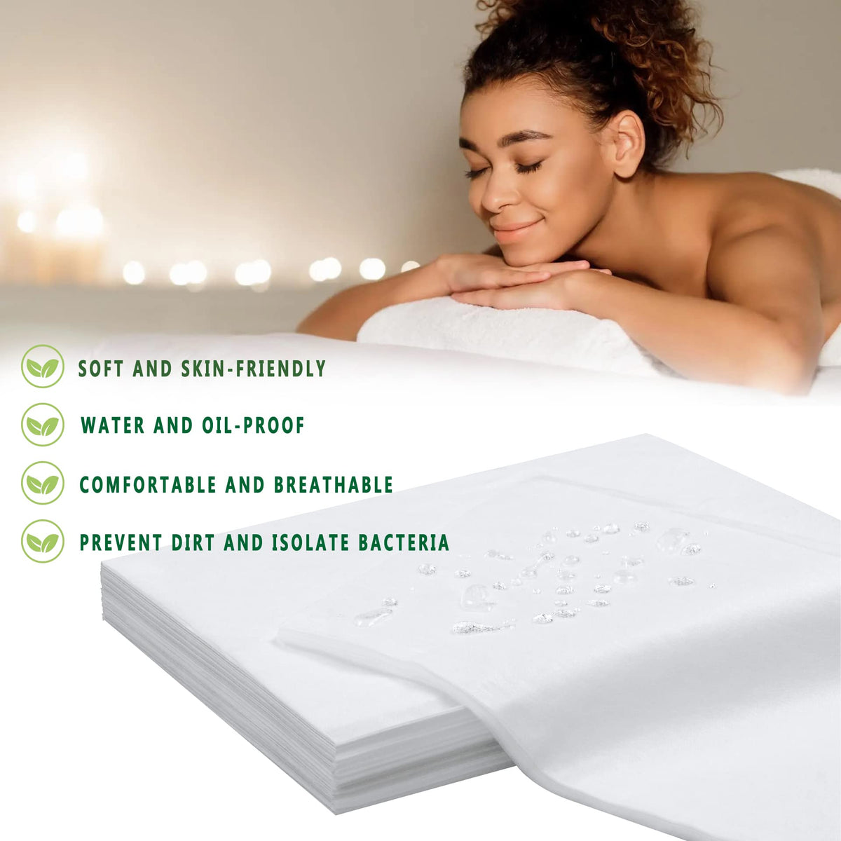 600 Pcs Disposable Bed Sheets for Massage Table 31" x 71" Massage Table Sheet Soft Non Woven Bed Cover Breathable for SPA Massage Beauty Tattoos (600 Count)