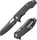Folding Pocket Knife - 3.54'' CPM S35VN Black Steel Blade, Carbon Fiber Ergonomic Handle - Camping Outdoor Self-Defense & Protection EDC Knife, Men & Women Best Gifts