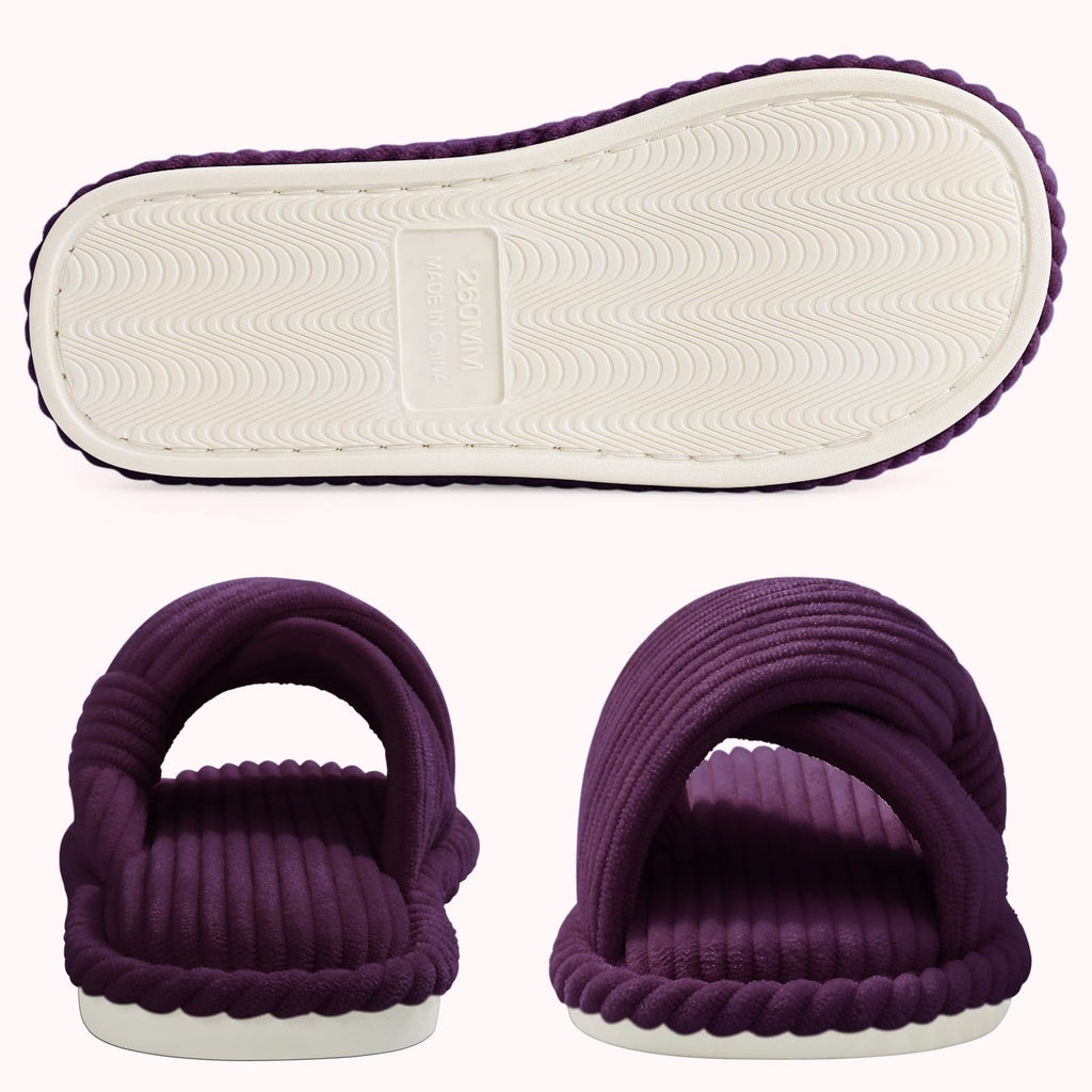 Summer House Slippers for Women Corduroy Open Toe Indoor Slippers