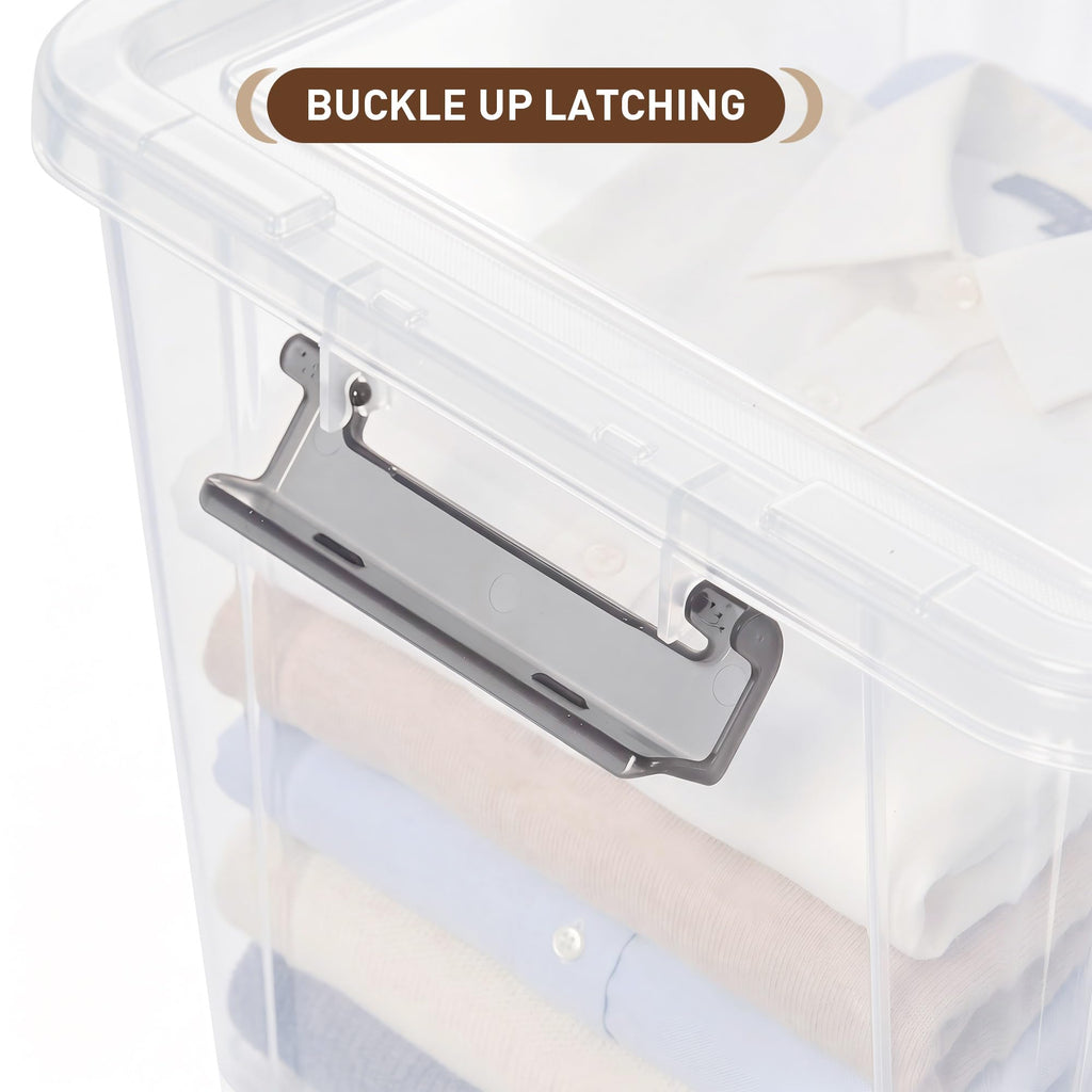 32 QT Plastic Storage Bins with Latching Lids Stackable Storage Containers for Organizing Large Clear Storage Box for Garage (8 Count)