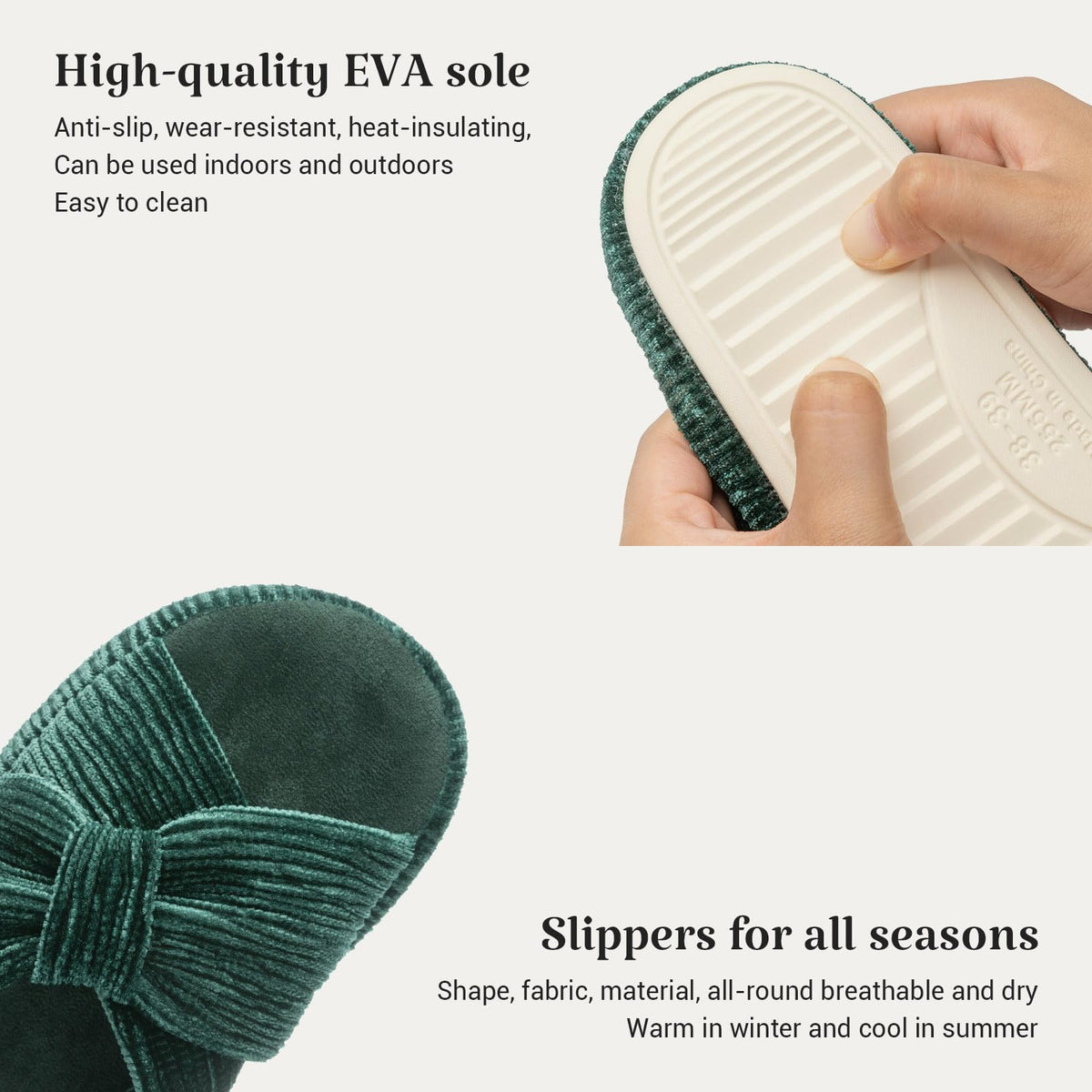 Slippers for Women Memory Foam House Bedroom Bow Crossbands Pearlescent Slipper Shoes Comfy Trendy Gift Slippers Green Size 9 10 8.5