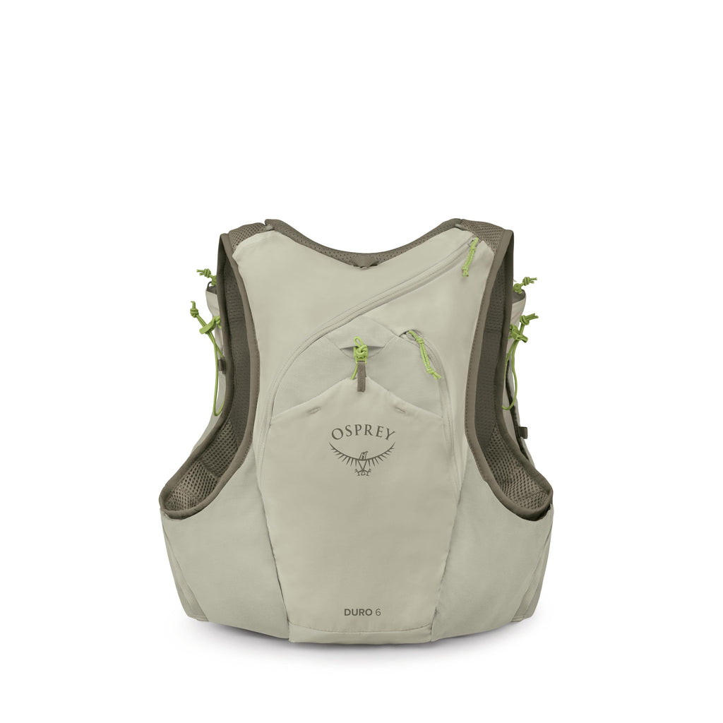 Osprey Duro 6L Men's Running Hydration Vest with Hydraulics Soft Flasks - Adjustable Water Pack with Pockets, Sandy Grey, Small