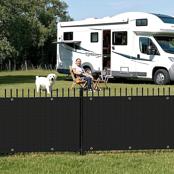 2.5' x 17' Balcony Privacy Screen Fence Cover with Zip Ties Grommets for Apartment Patio Porch Deck Backyard Outdoor (Black)