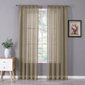 Sheer Curtain Linen Textured Bedroom Curtains Sheer Light Filtering Rod Pocket Voile Curtain for Living Room