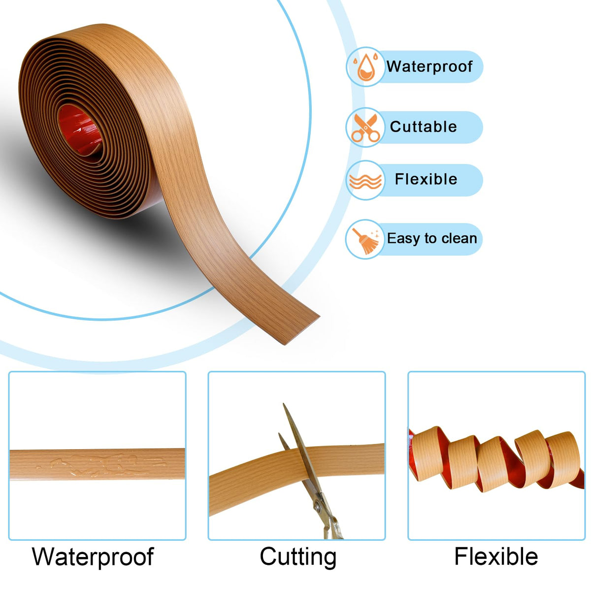 Floor Door Flat Transition Strip & Self Adhesive Floor Vinyl Floor Edge Trim Laminate Floor Gap Covering Joining Strip (118 Foot)