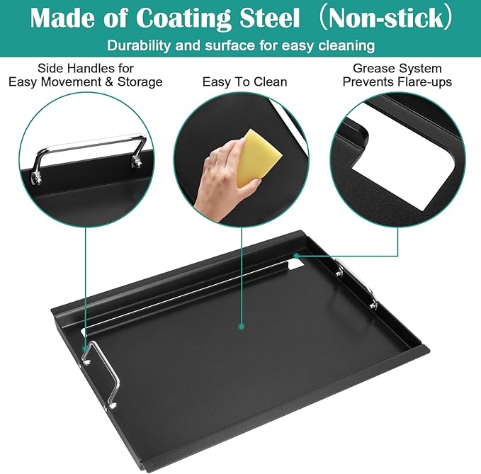 Full Size Griddle Inserts for Char-Broil Performance 4 Burner Series, Flat Top Griddle for Charbroil 463352521 463354021 463365021 463365522 463366022 Grill, Replace for G426-0004-W1 G426-0005-W1