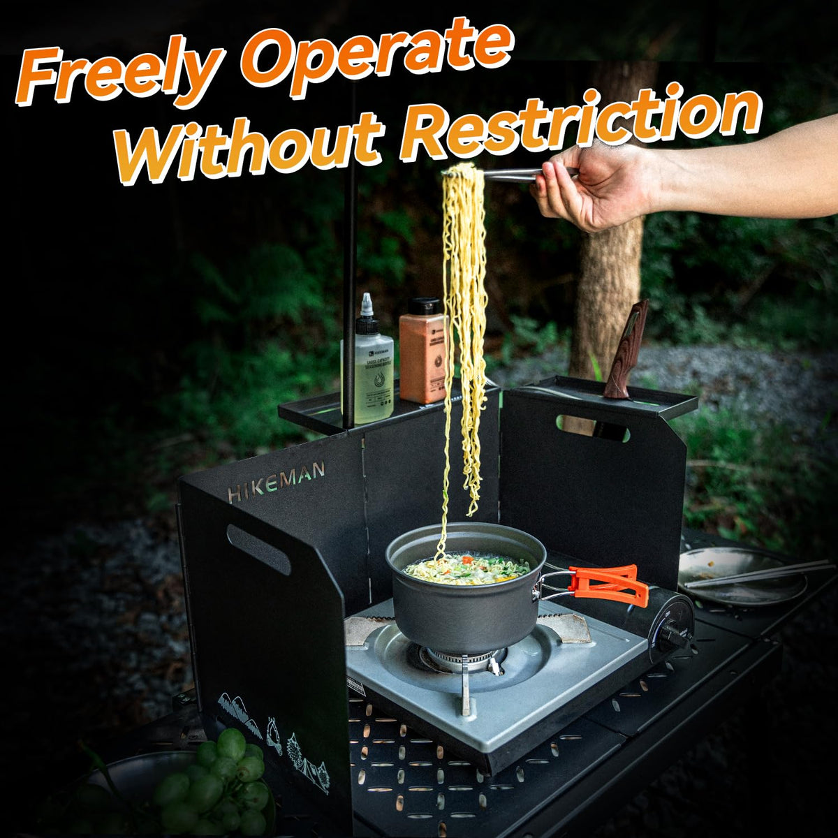 HIKEAMN Camping Stove Windscreen - Outdoor Folding Gas Stove Windshield,Camping Wind Blocker,Cooker WindScreen with a Storage Bag for Camping,Hiking,Picnic,Cooking (Black)