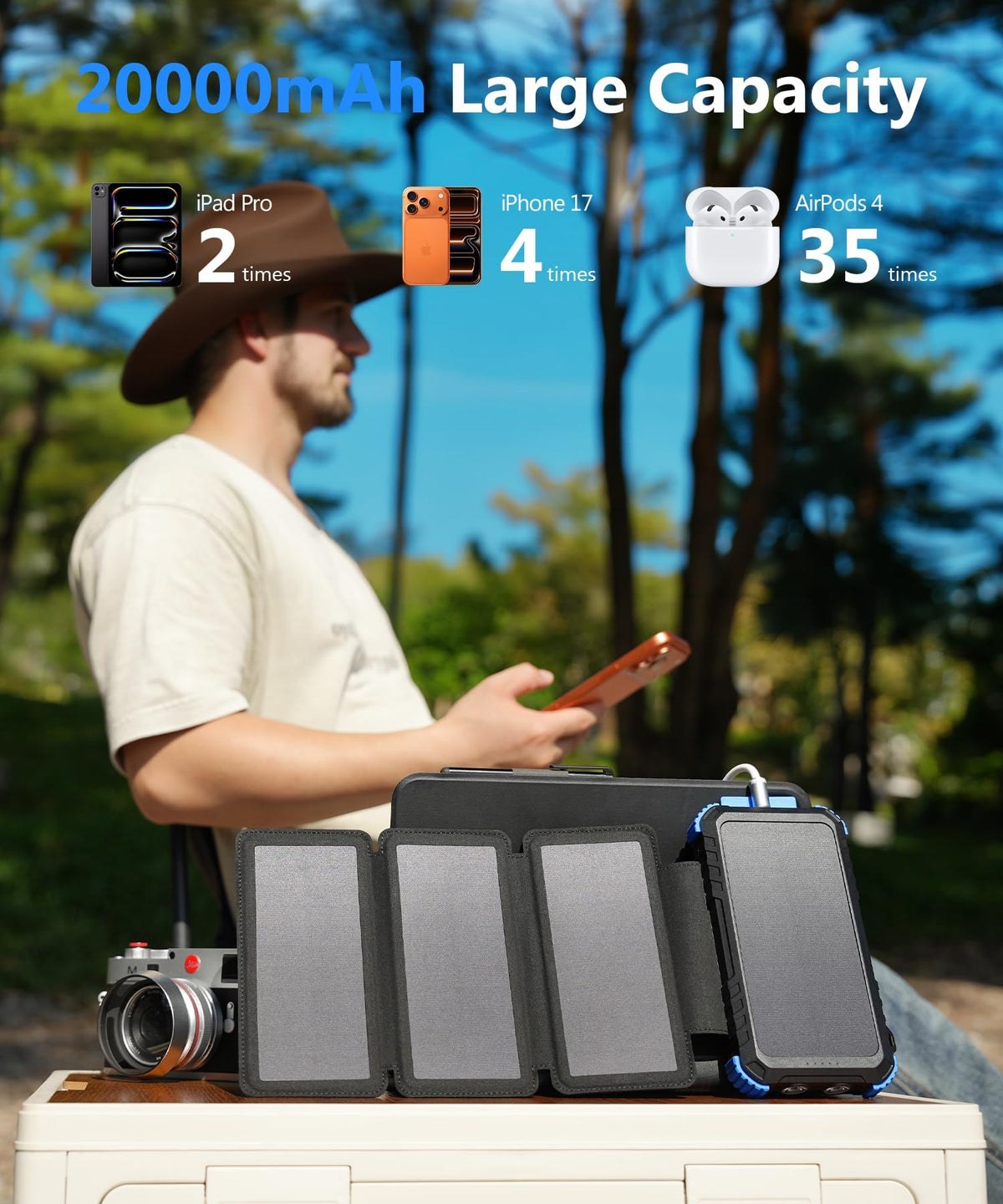 SolarTred Portable Power Bank - 20000mAh, Solar